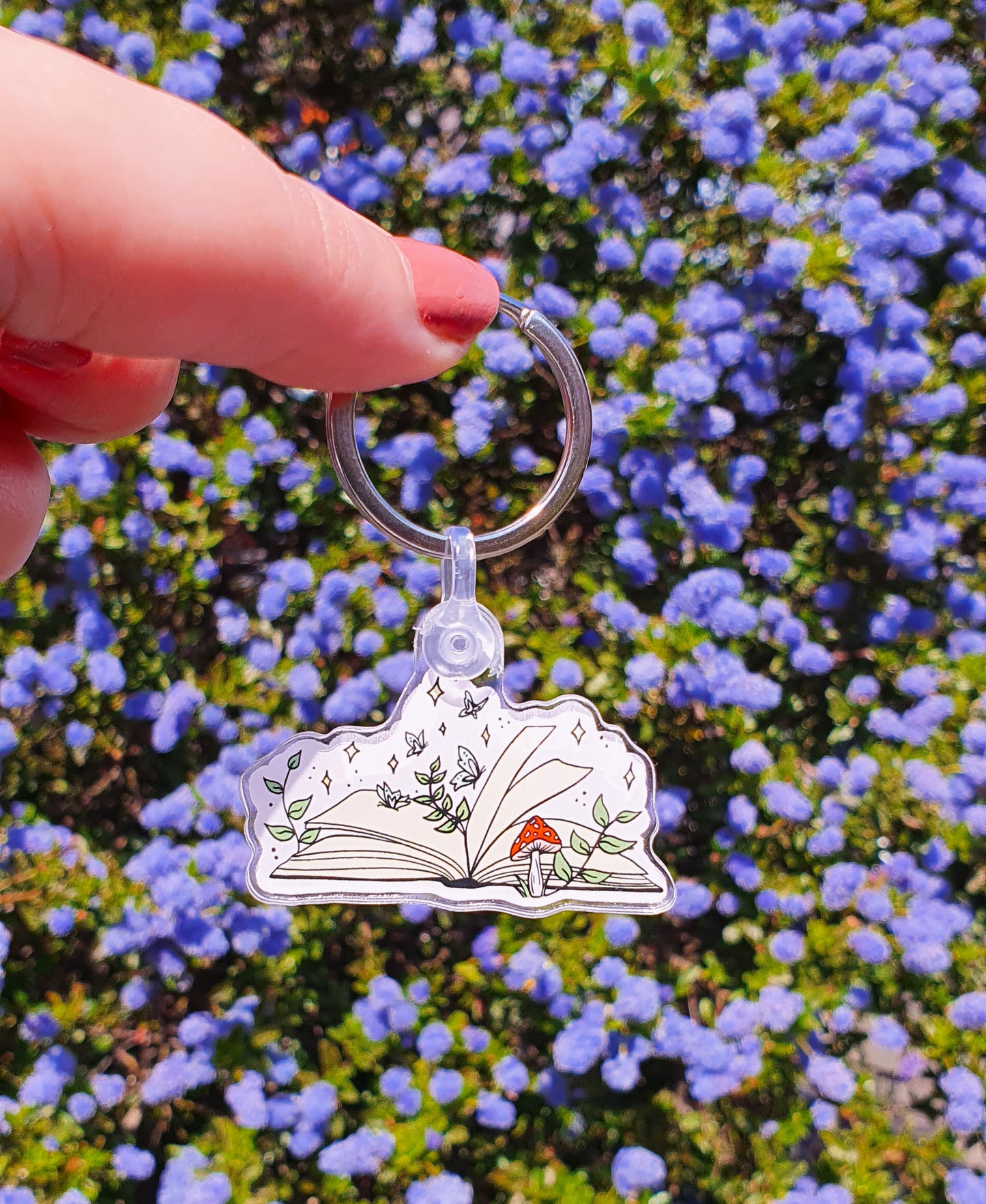 Books and butterflies cottagecore keychain