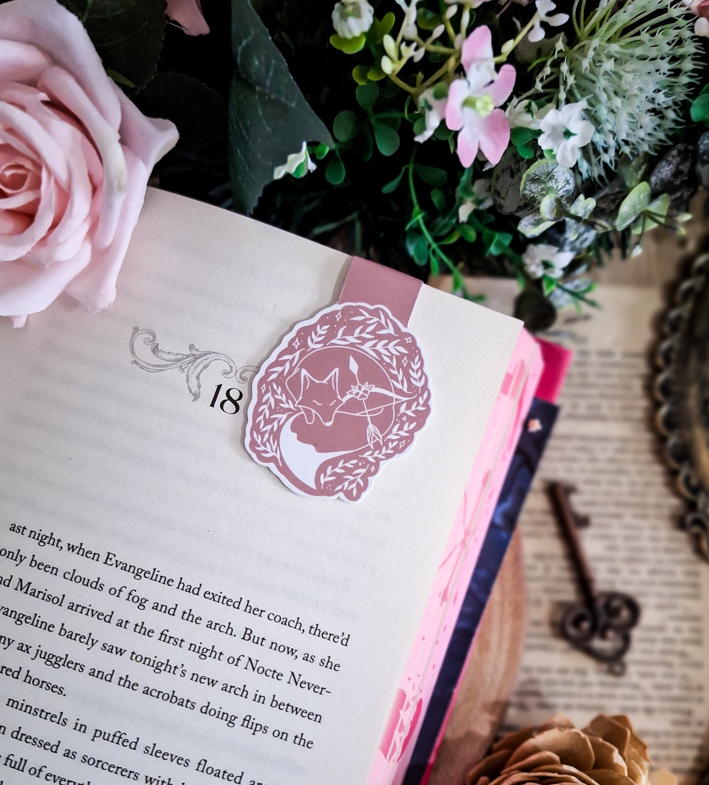 Little fox pink magnetic bookmark