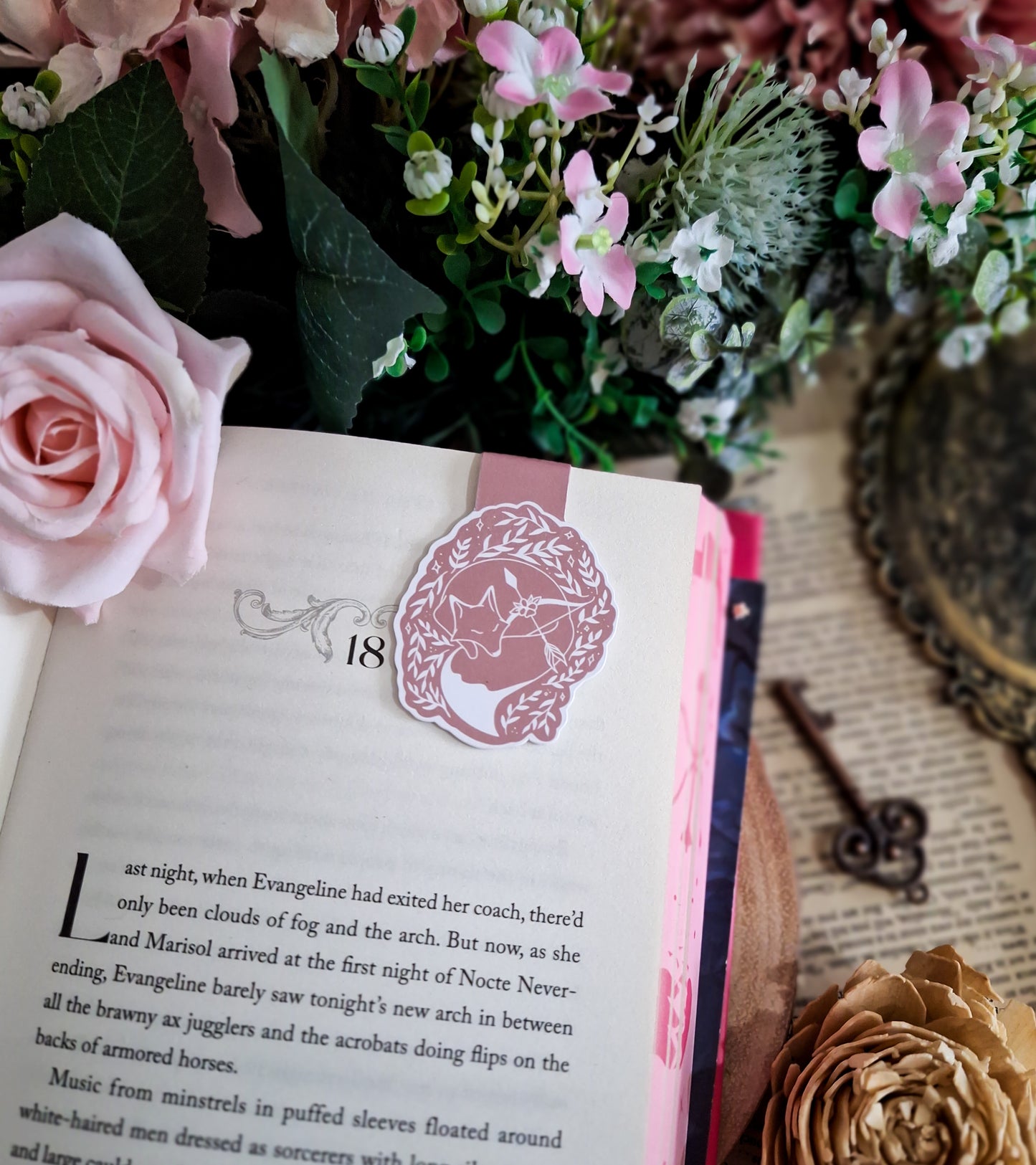 Little fox pink magnetic bookmark