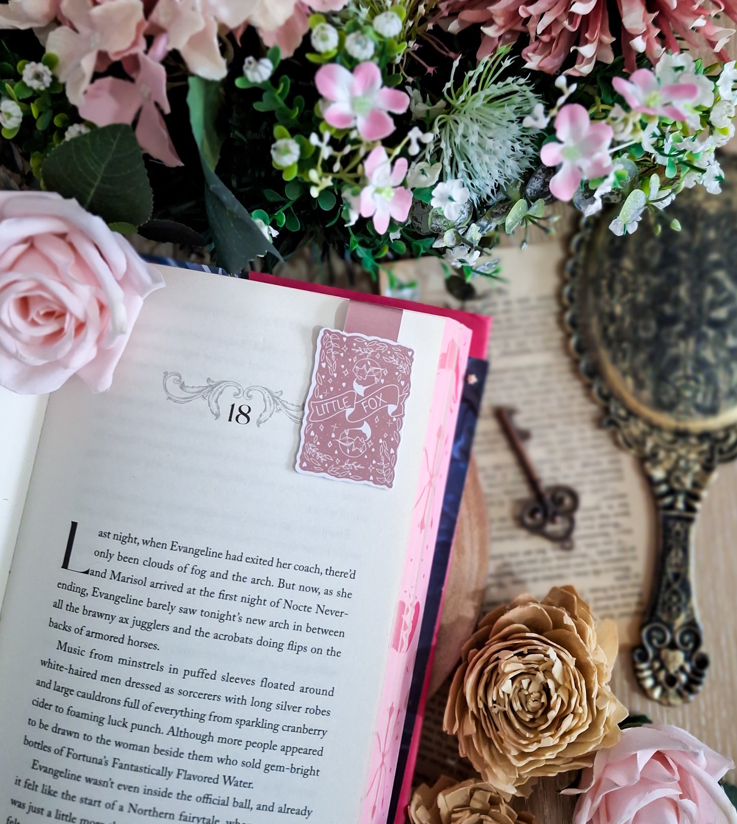 Little fox pink magnetic bookmark