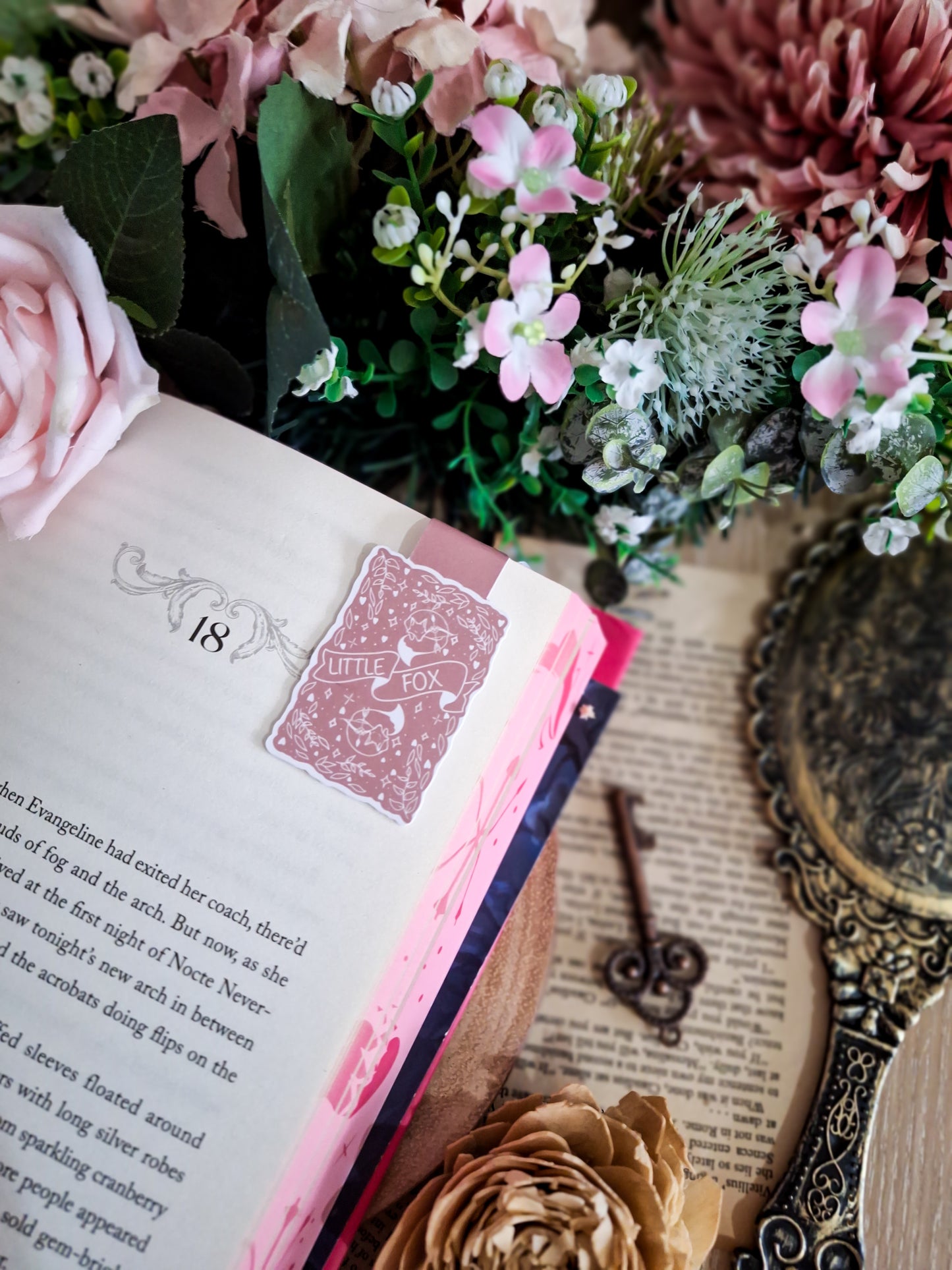Little fox pink magnetic bookmark