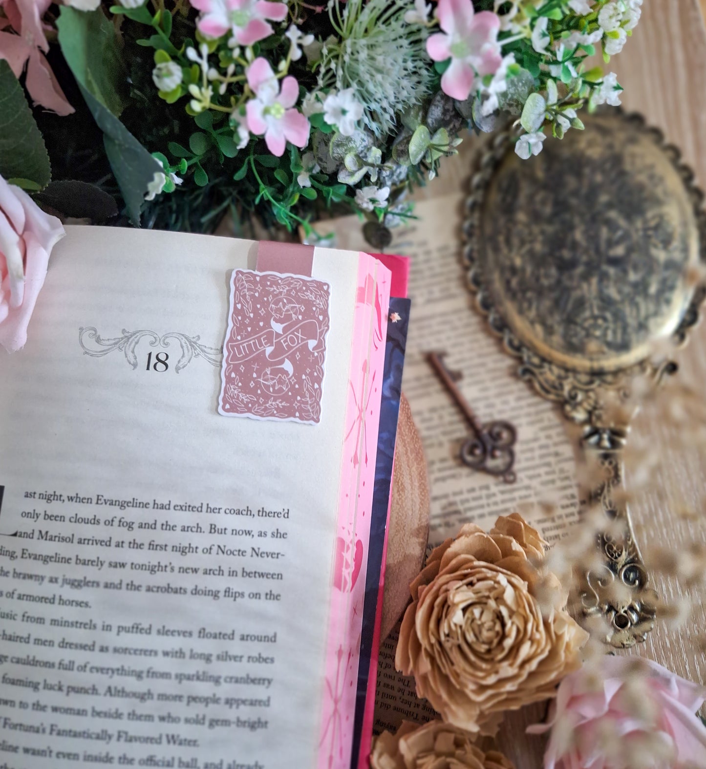 Little fox pink magnetic bookmark