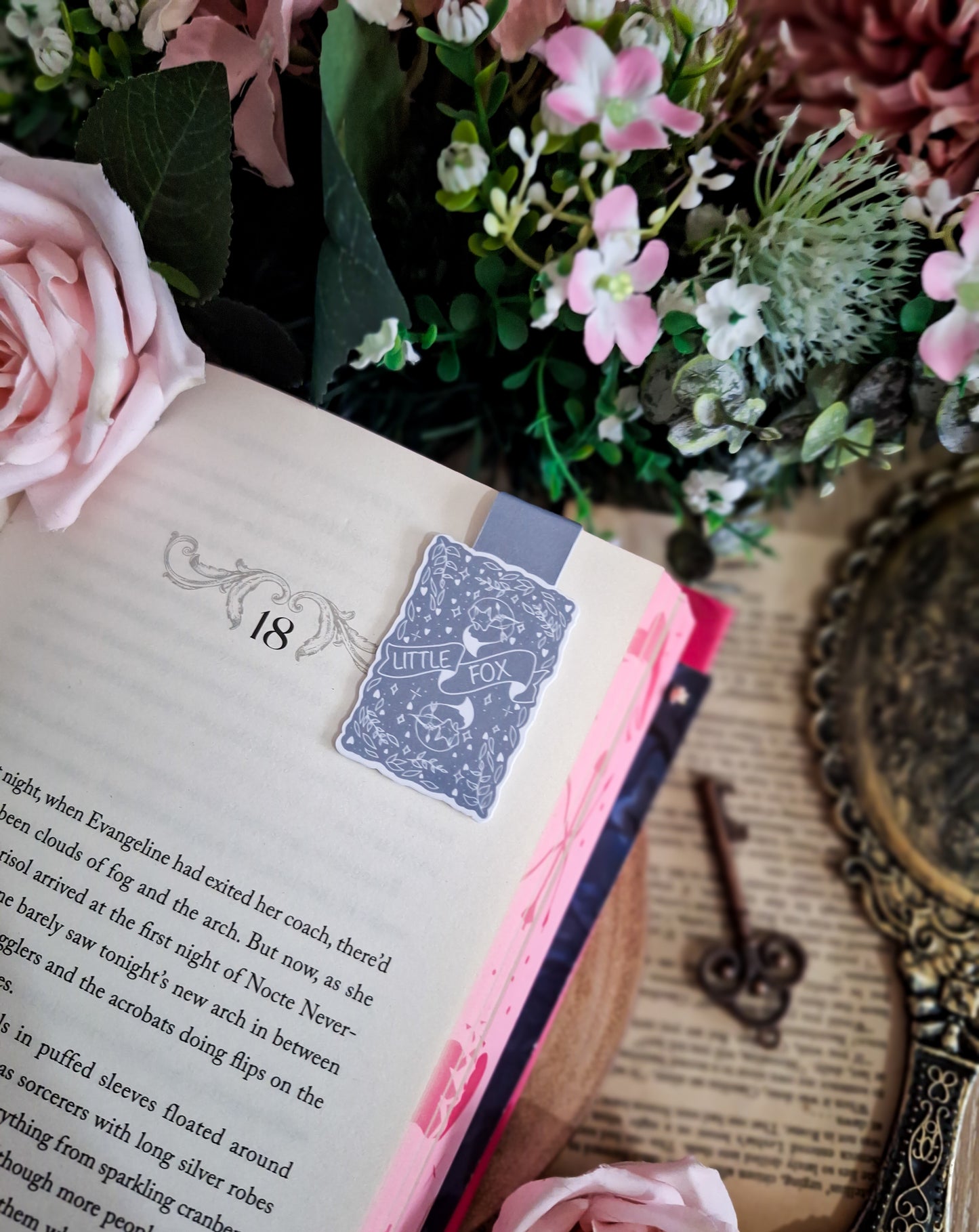 Little fox blue magnetic bookmark
