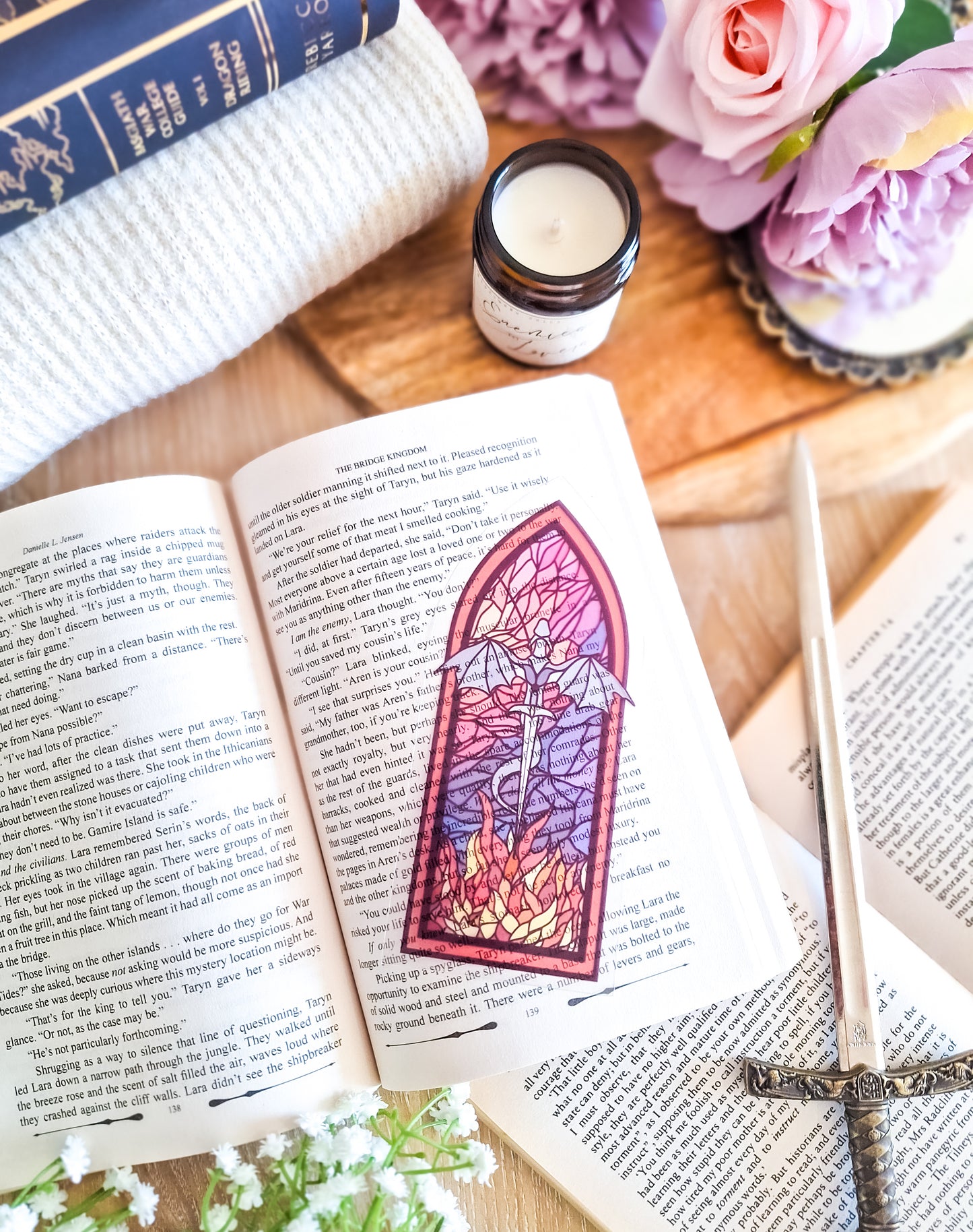 Dragon sword stained glass style bookmark