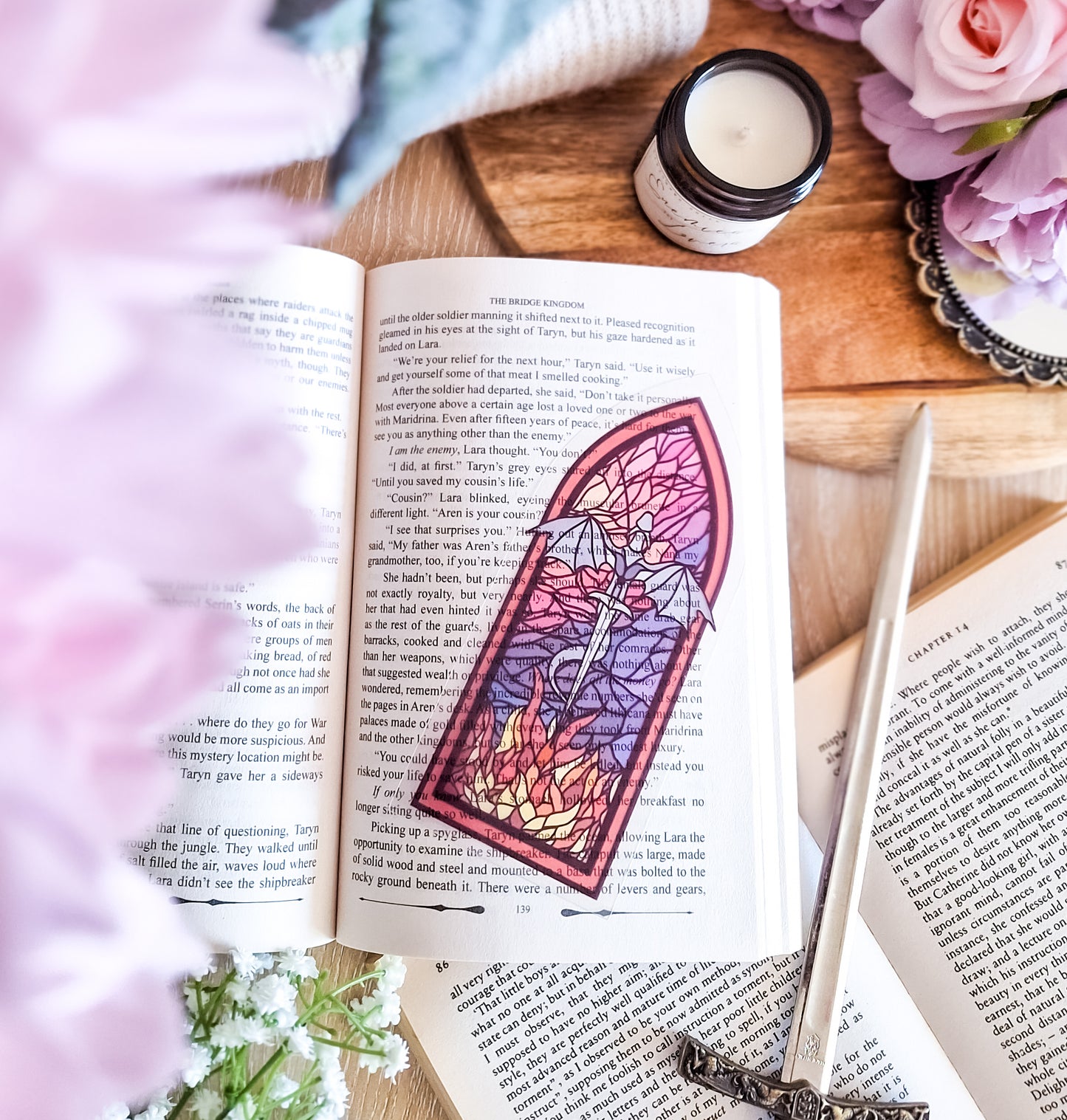 Dragon sword stained glass style bookmark