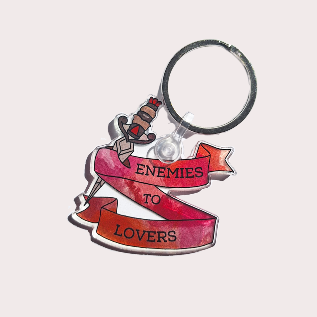 Enemies to lovers keyring, bookish keychain