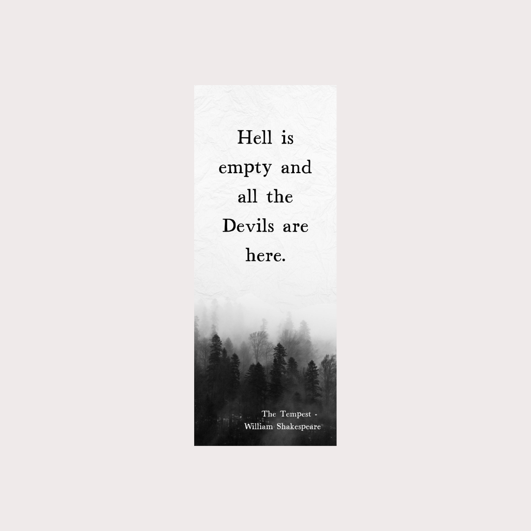 Watercolor forest bookmark with Shakespeare quote