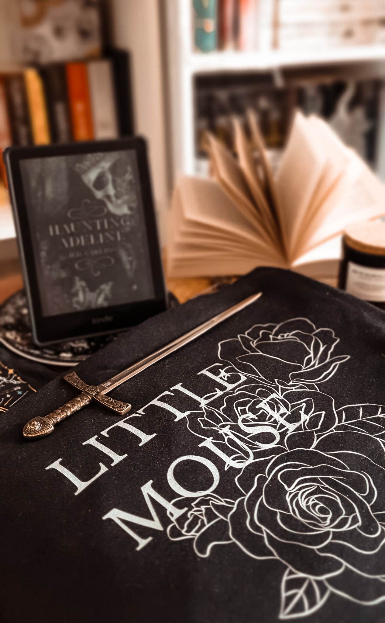 Haunting Adeline inspired t-shirt with Little Mouse and rose design.