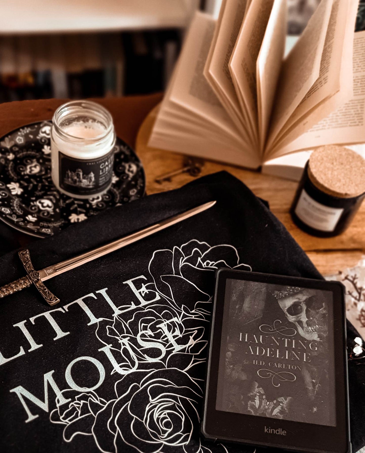 Haunting Adeline inspired t-shirt with Little Mouse and rose design.