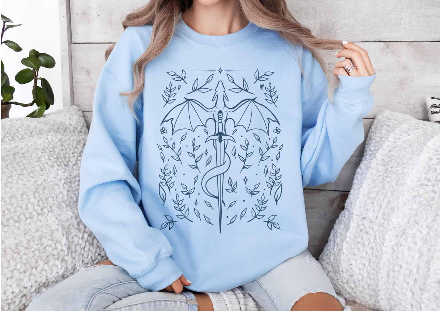 Dragon and sword sweatshirt bookish sweatshirt
