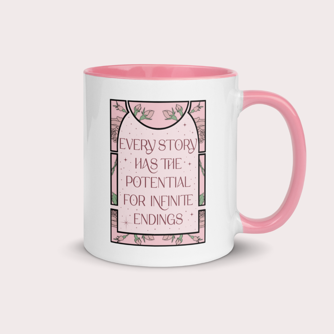 Infinite endings 11oz pink ceramic coffee mug