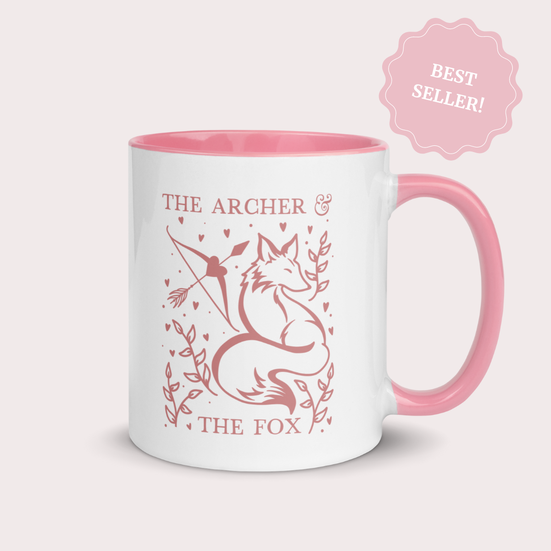 The archer and the fox pink 11oz ceramic coffee handle mug