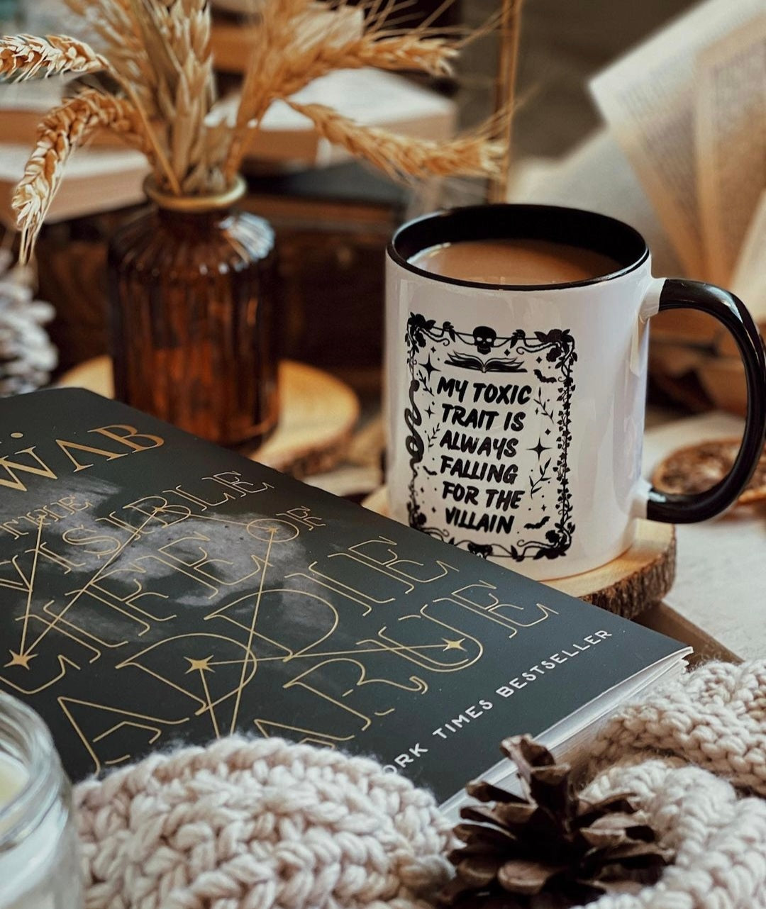Falling for the villain ceramic mug with black handle