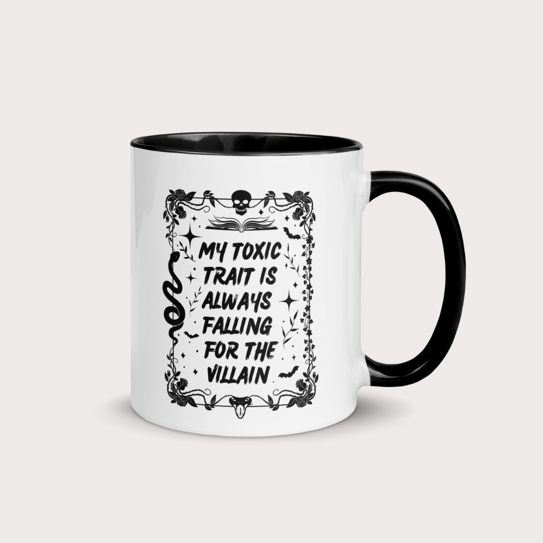 Falling for the villain ceramic mug with black handle