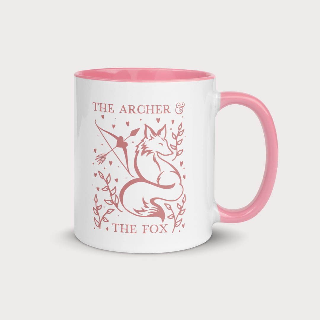 The archer and the fox pink 11oz ceramic coffee handle mug