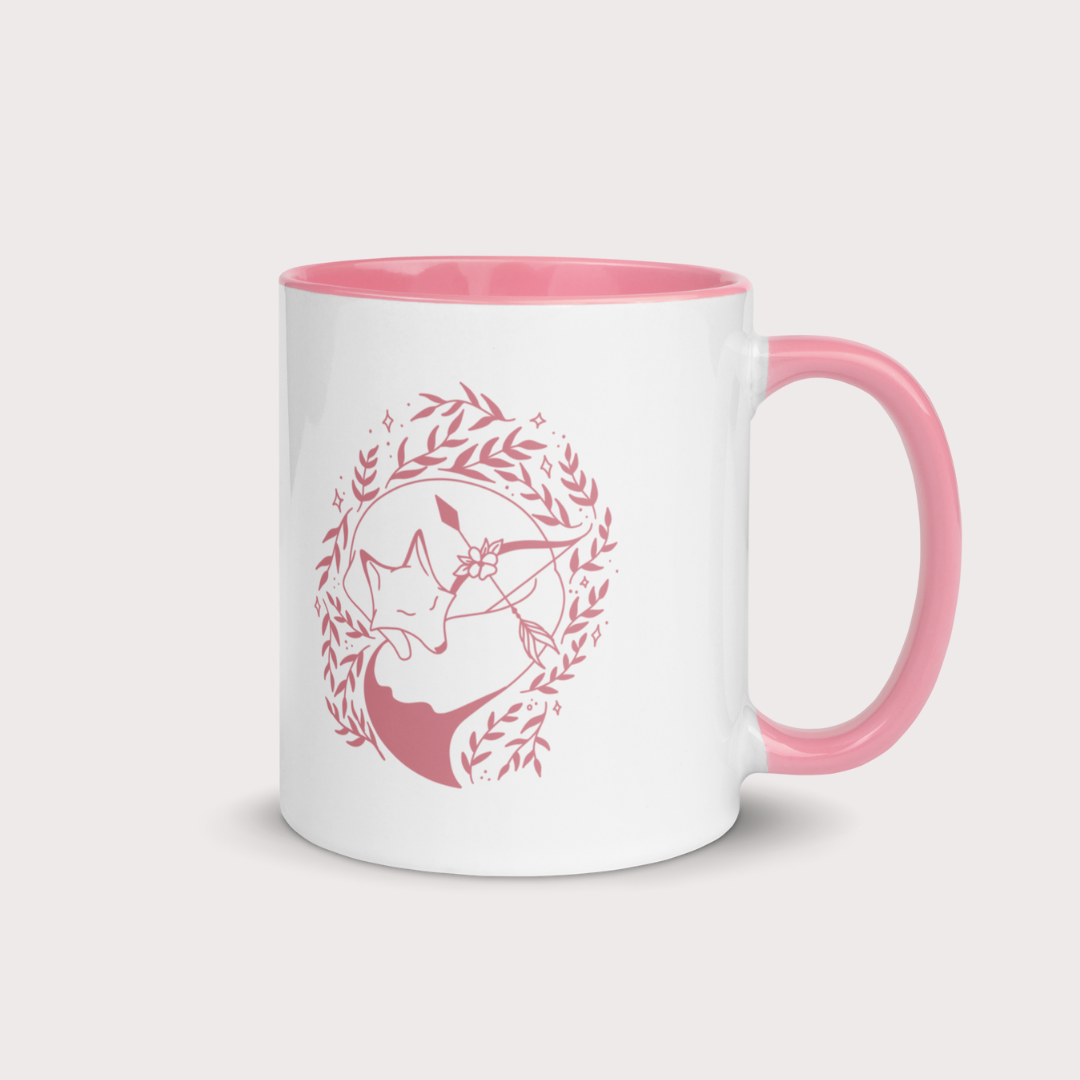 The archer and the fox 11oz pink handle mug