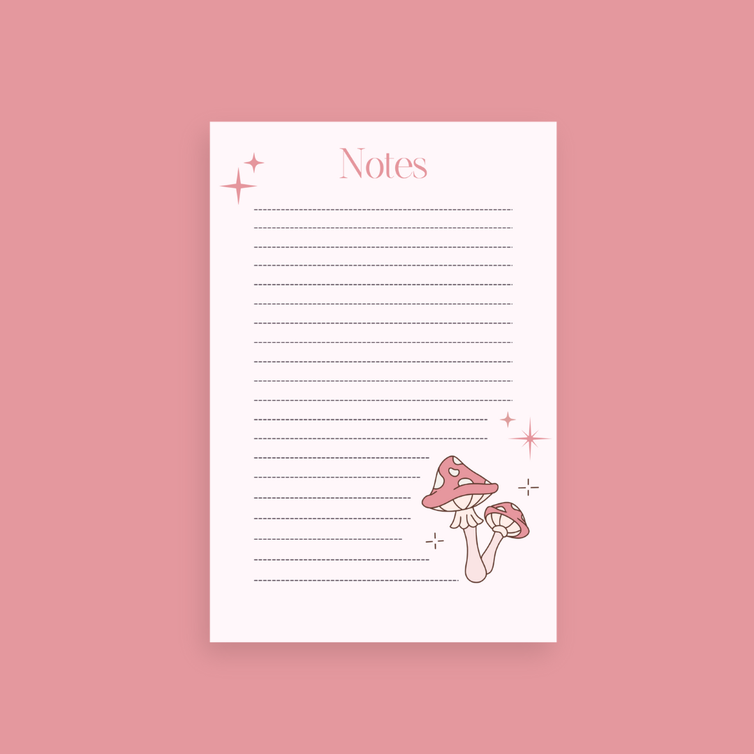PRE-ORDER pink mushrooms notepad