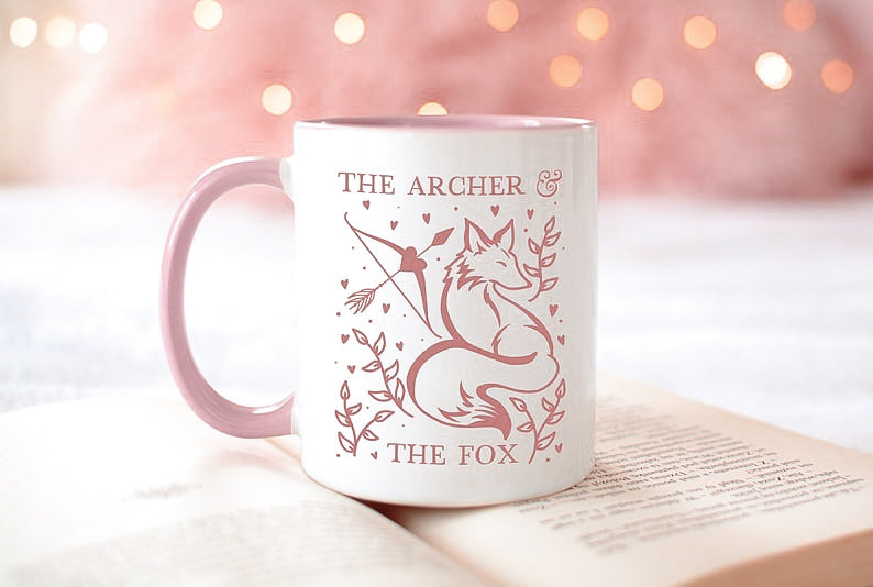 The archer and the fox pink 11oz ceramic coffee handle mug