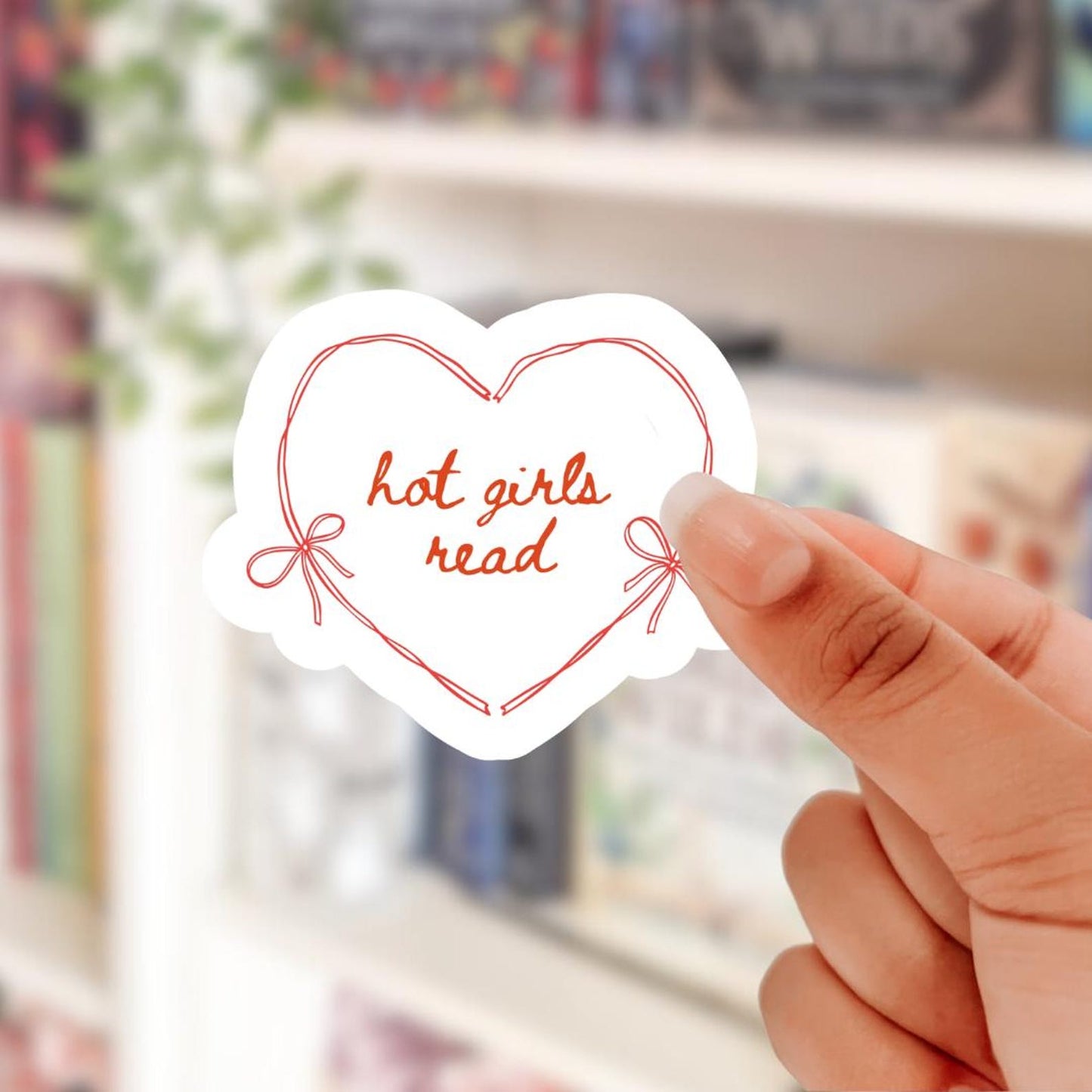 Hot girls read heart and bow vinyl sticker