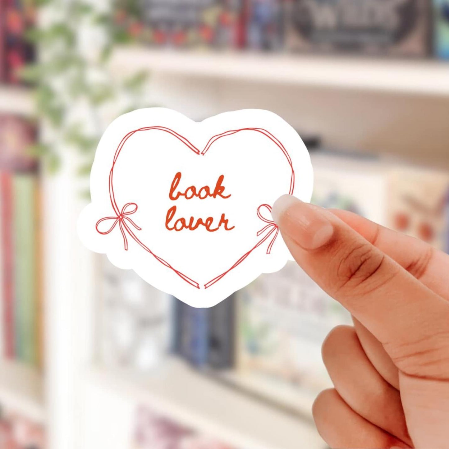 Book lover heart and bow vinyl sticker