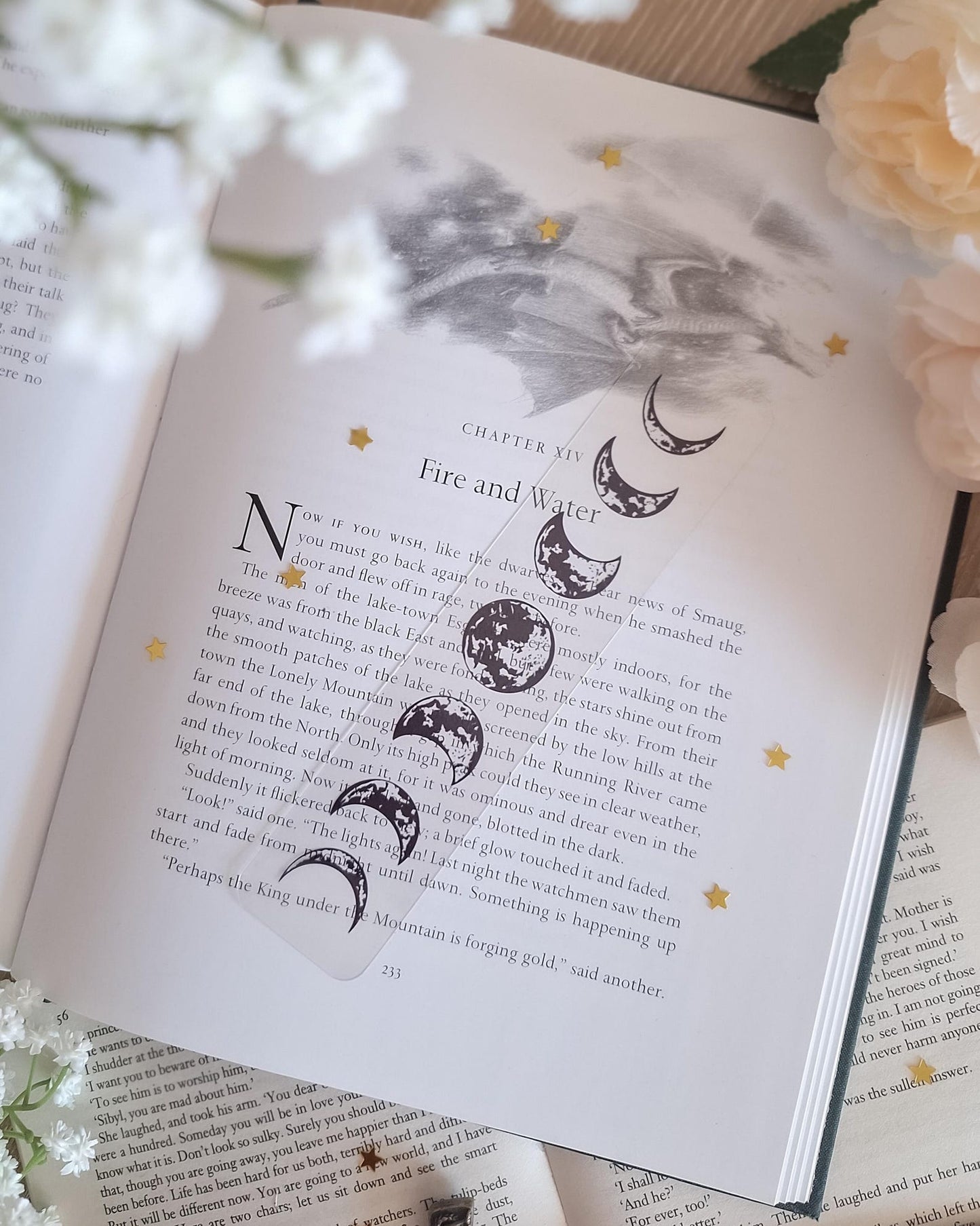Moon phase transparent bookmark