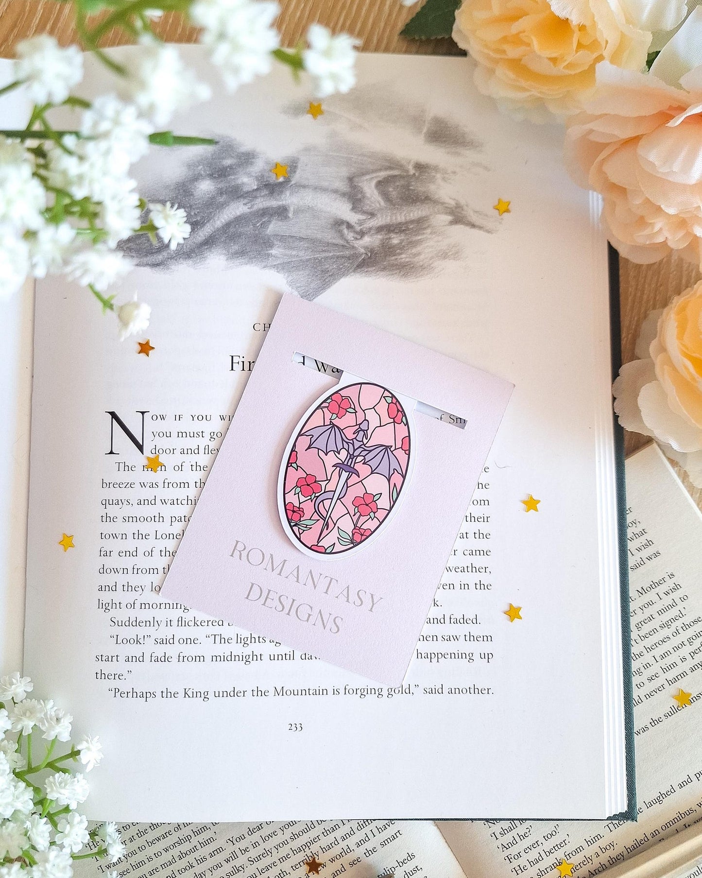 Stained glass dragon magnetic bookmark