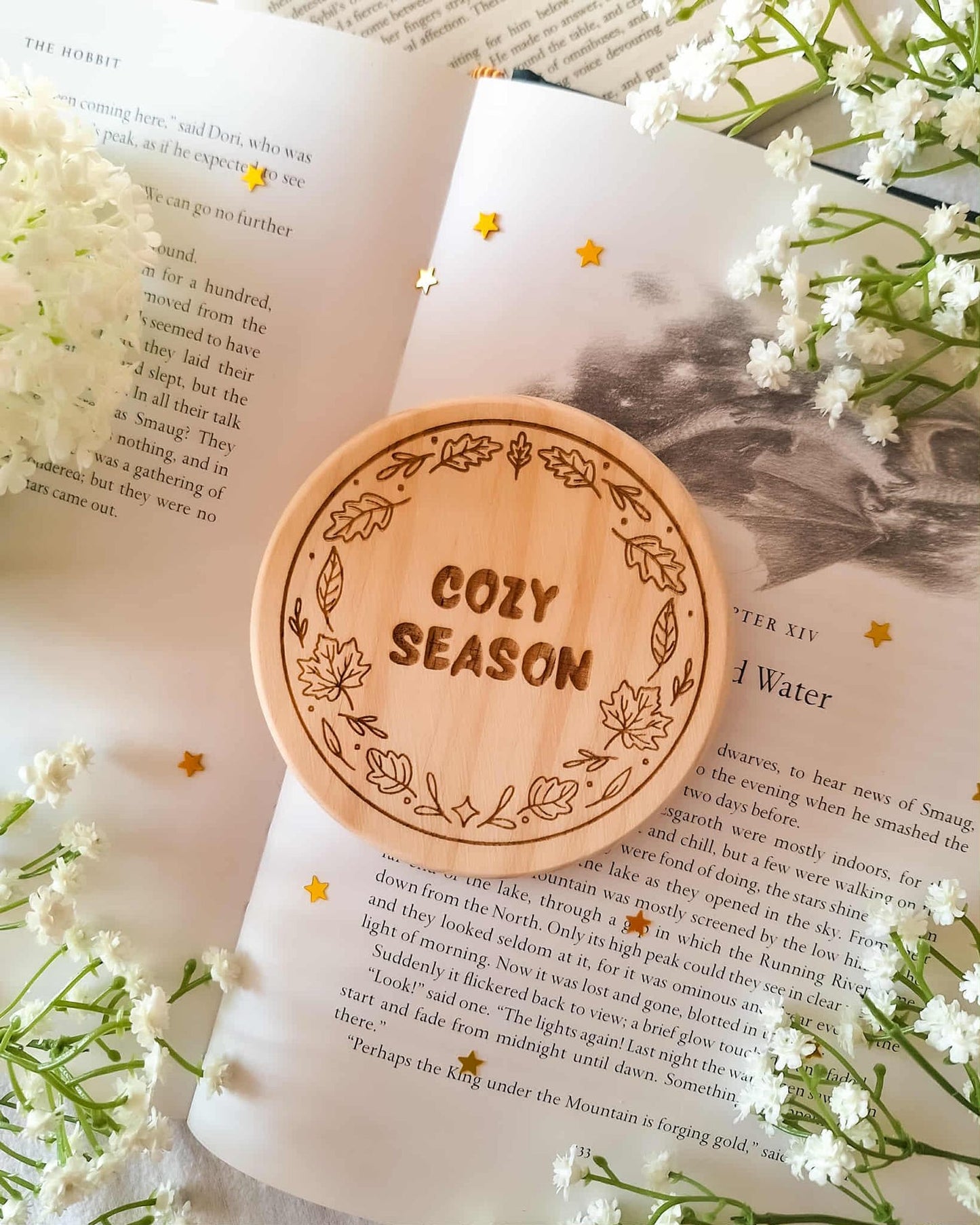 Cozy season wooden coaster