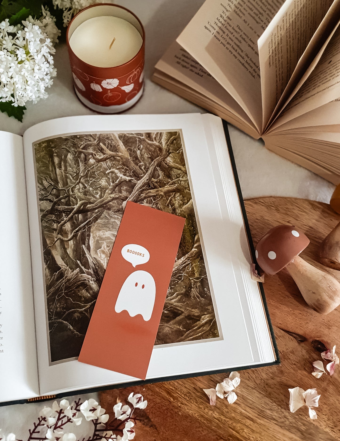 Ghost boooks orange double sided bookmark