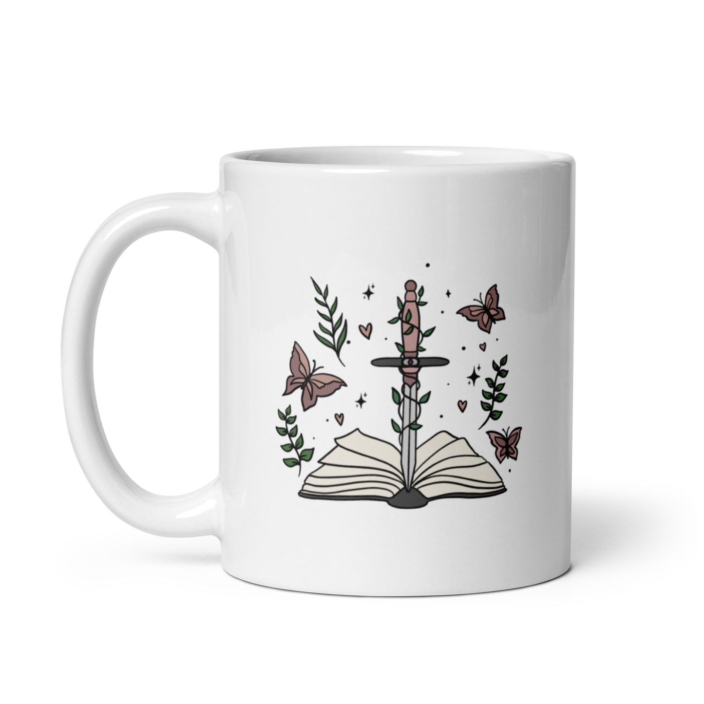 book sword and butterflies 11oz coffee mug