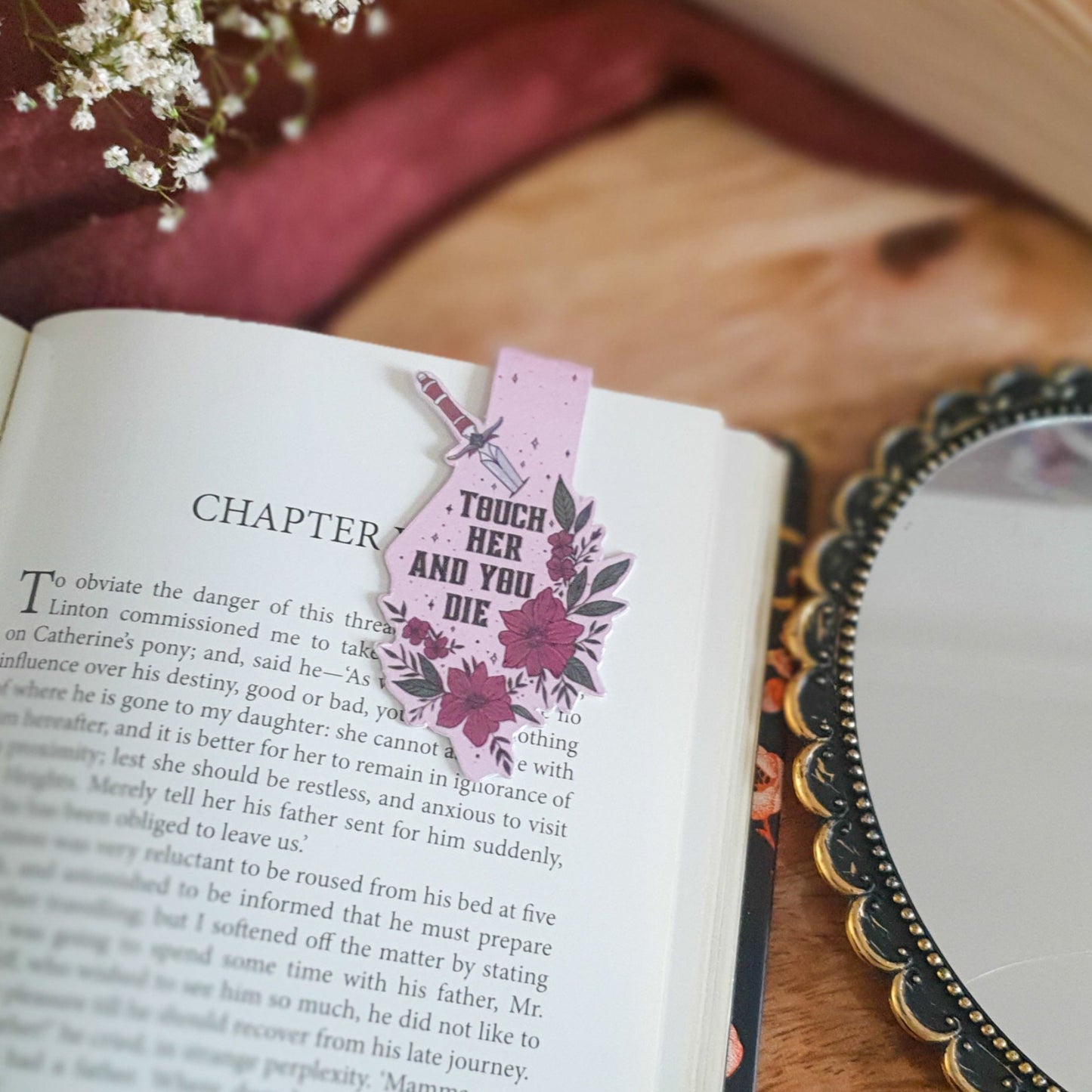 Touch her and you die dark romance magnetic bookmark