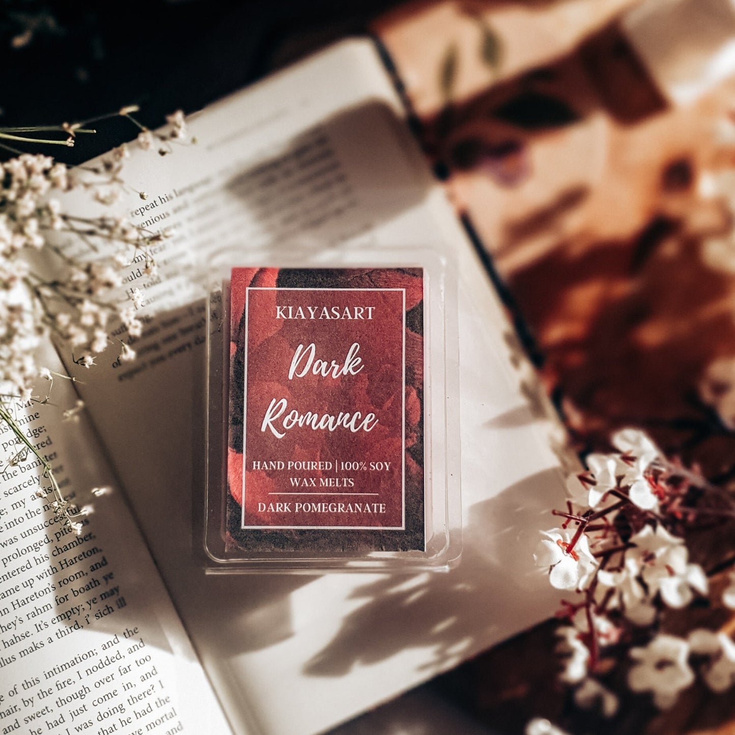 Dark Romance soy wax melt | black pomegranate, 2.5 oz bookish clamshell wax melts