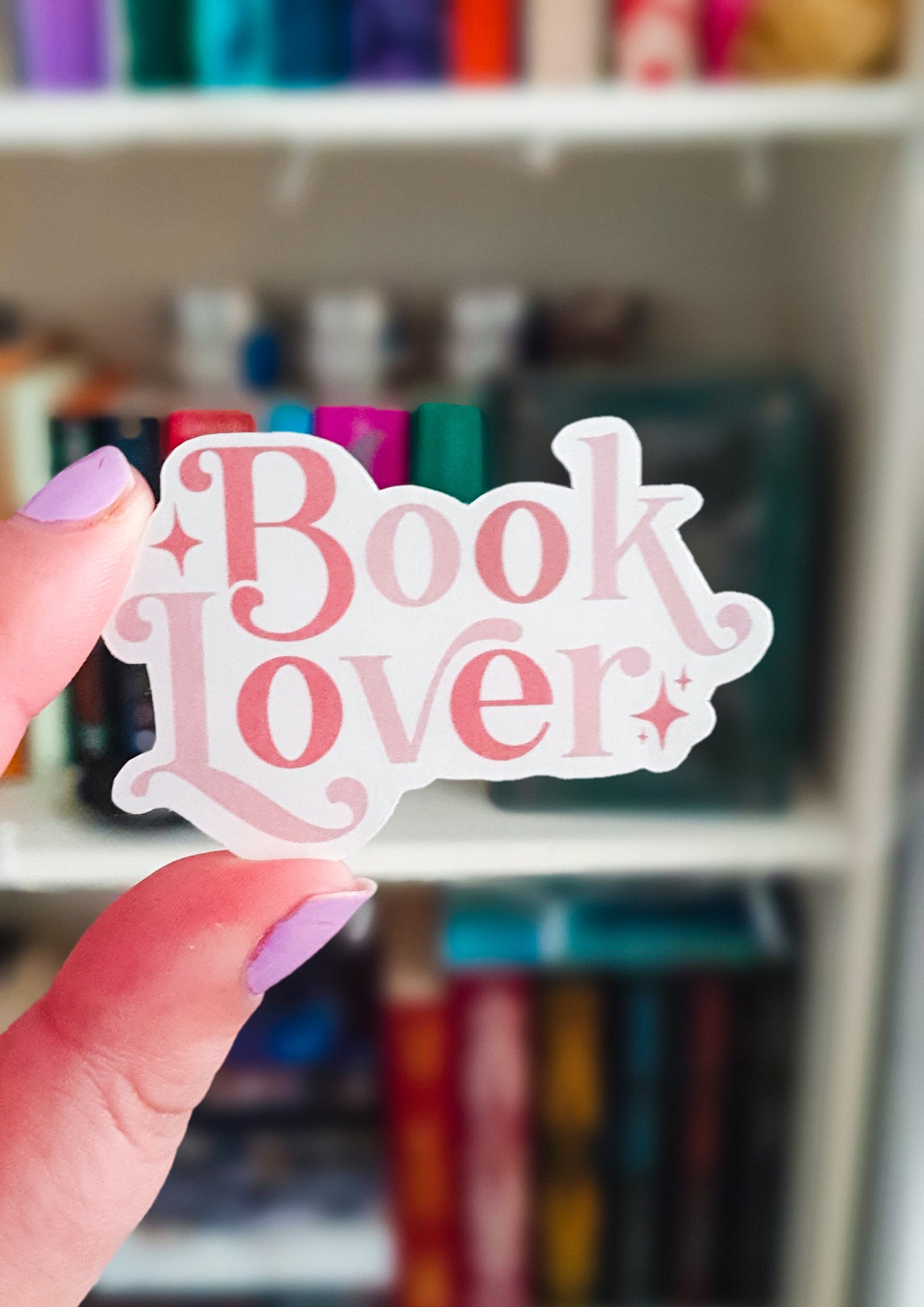 Book lover two tone pink sticker – Romantasy Designs