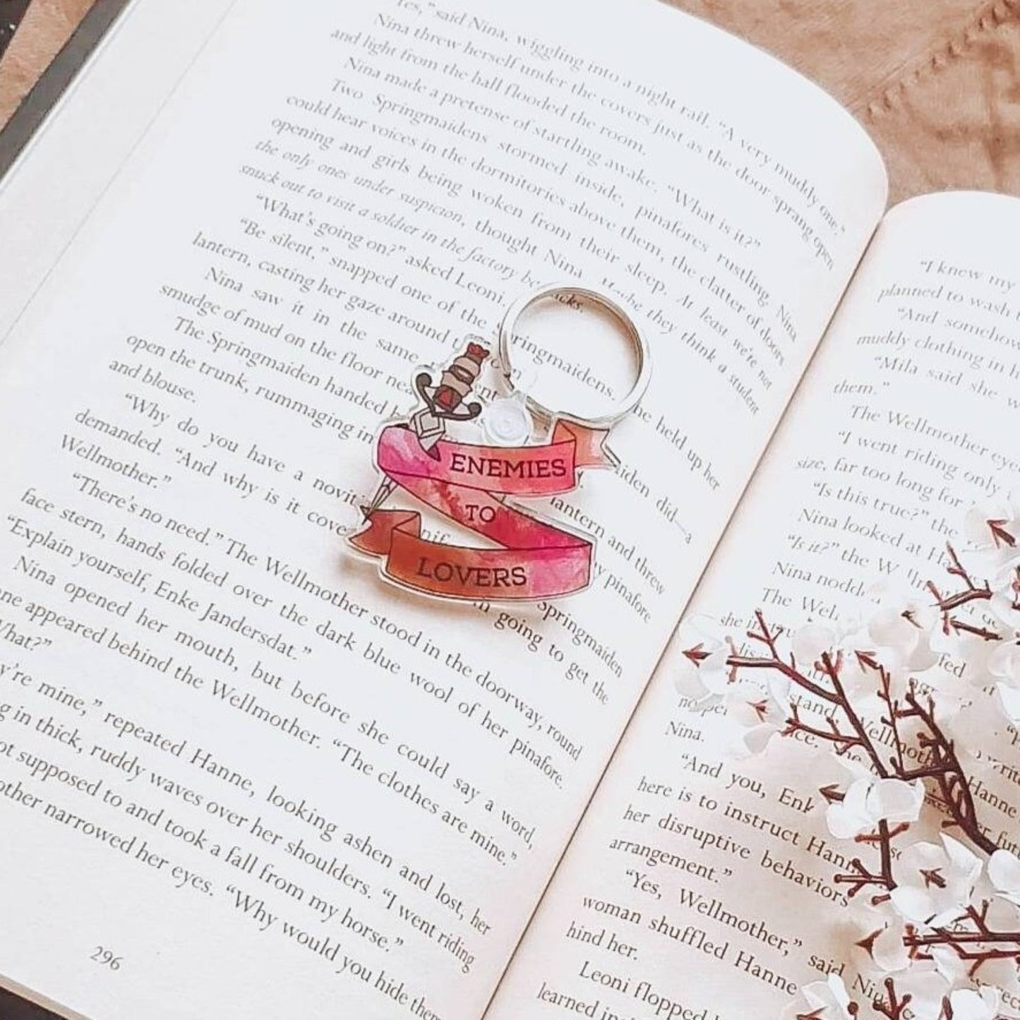 Enemies to lovers keyring, bookish keychain