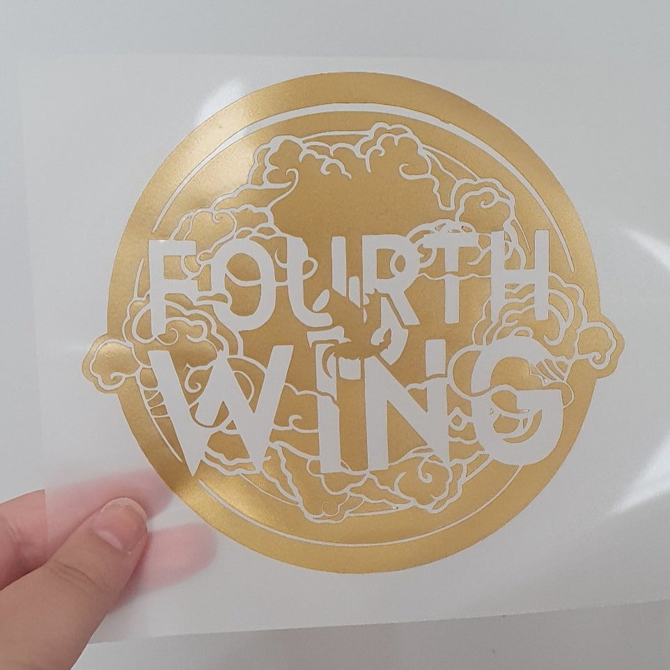 Fourth wing gold vinyl decal for book covers (book NOT included)