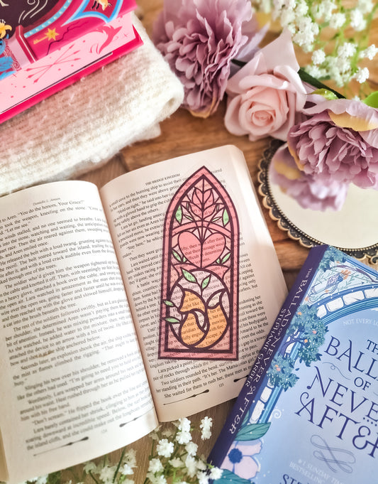 Once upon a broken heart stained glass style bookmark