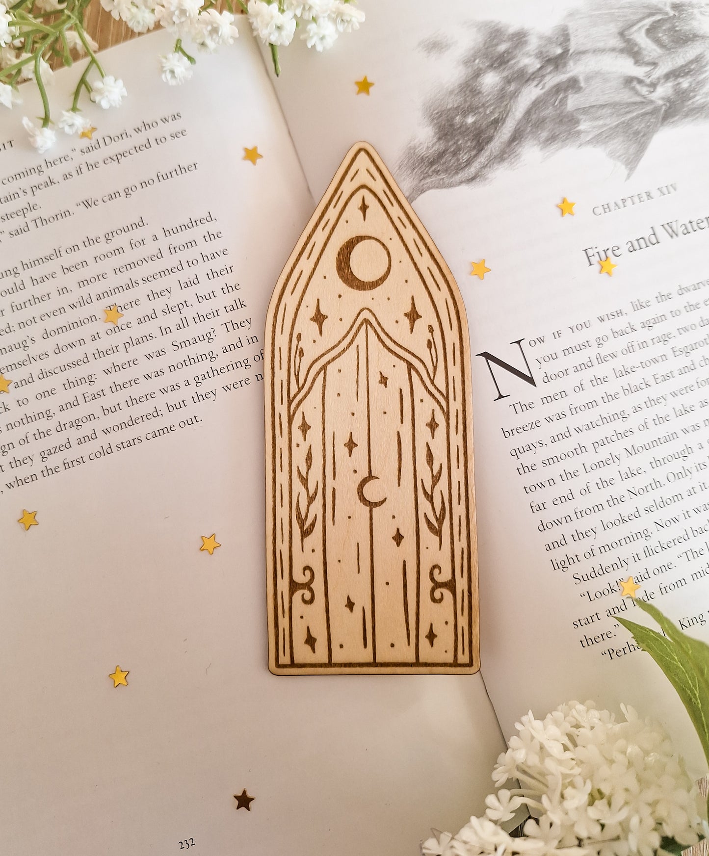 Fairy door engraved wooden bookmark