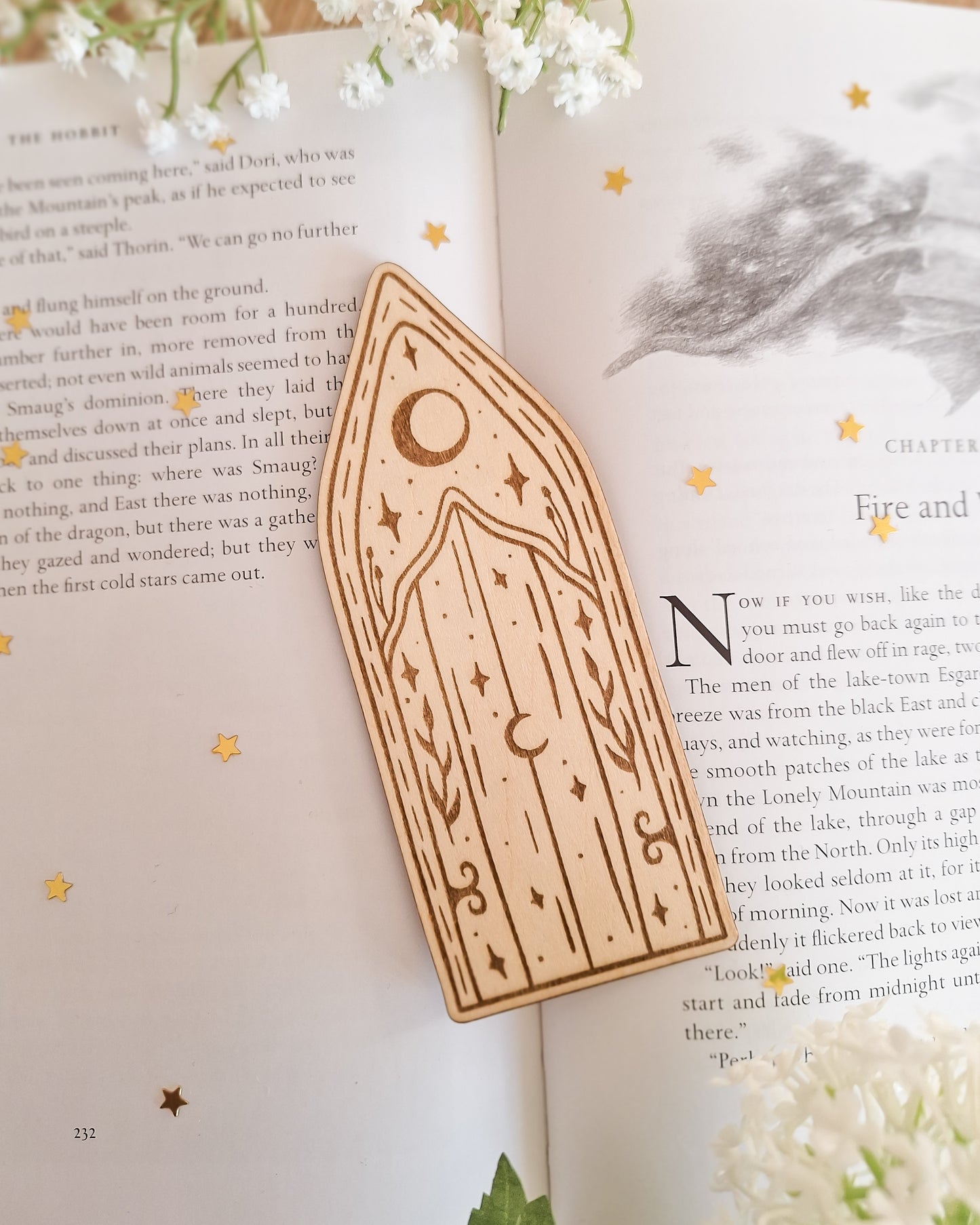 Fairy door engraved wooden bookmark