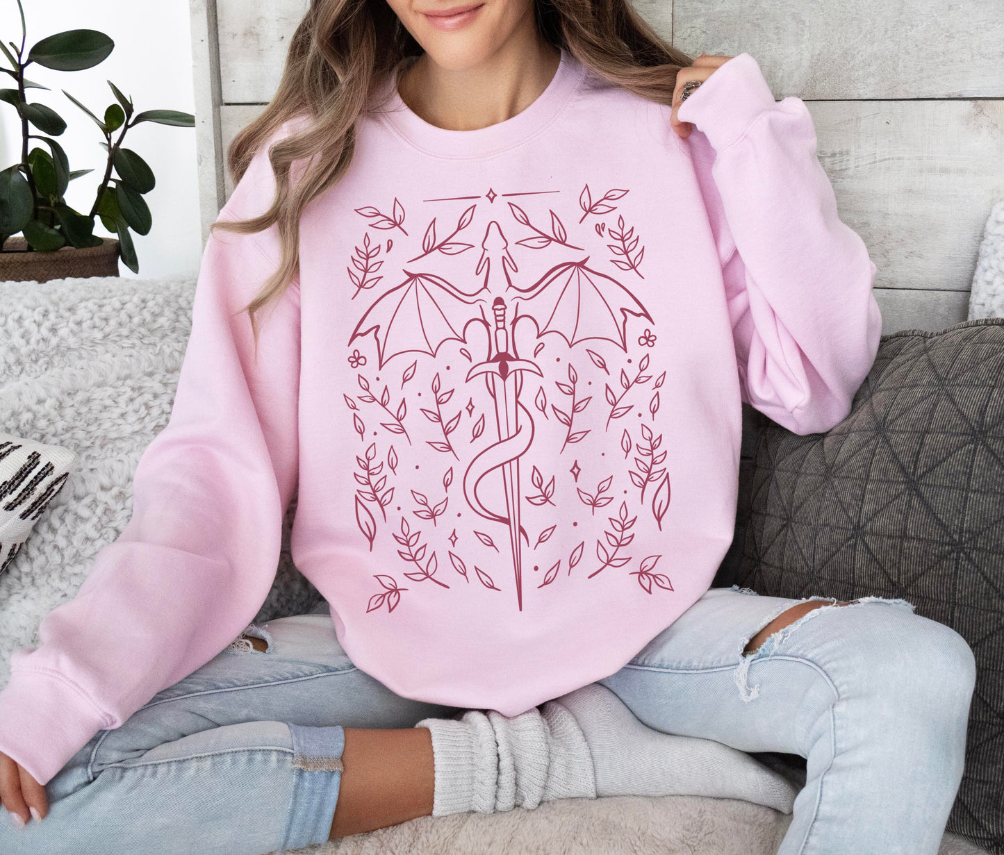 Dragon and sword sweatshirt bookish sweatshirt