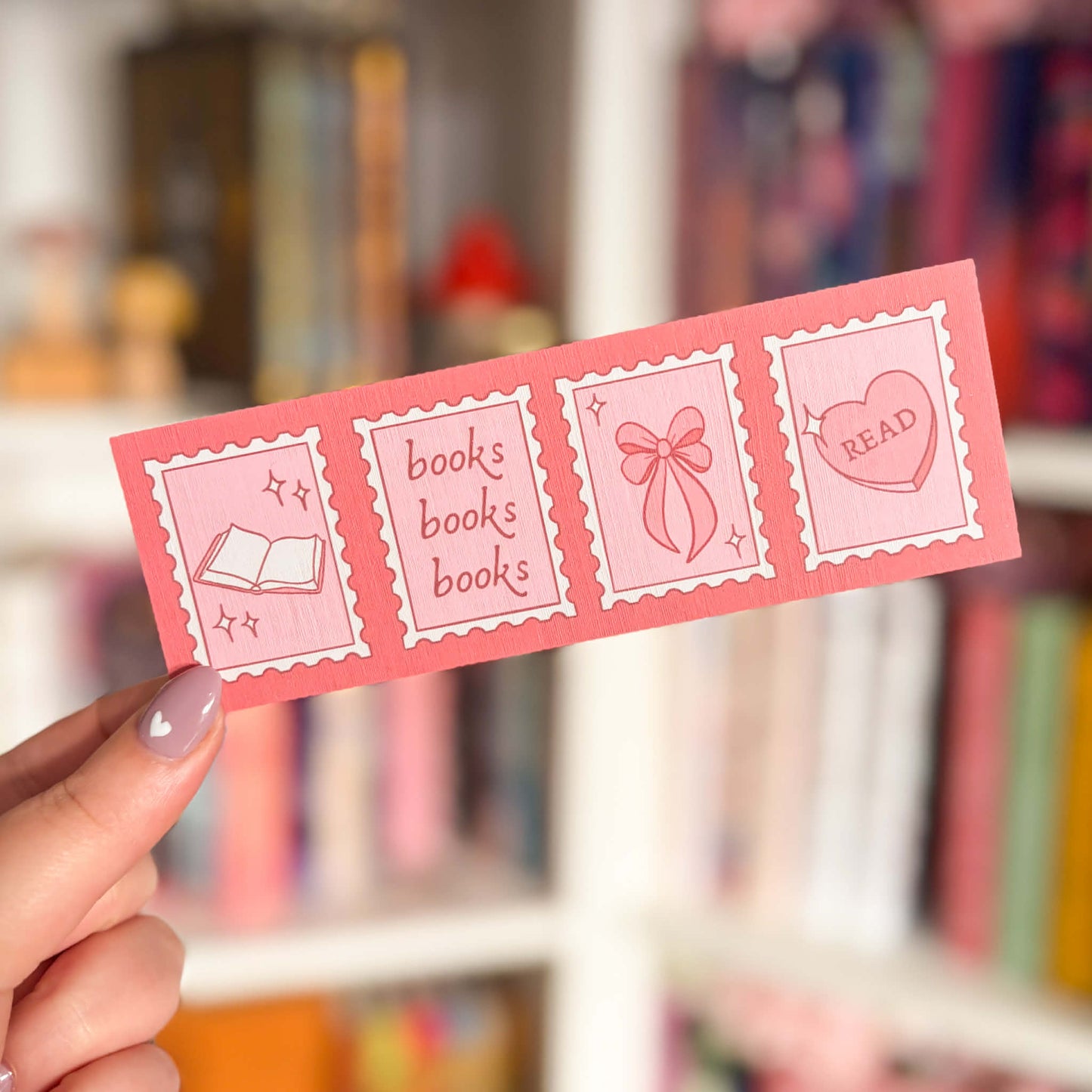 pink stamp bookmark