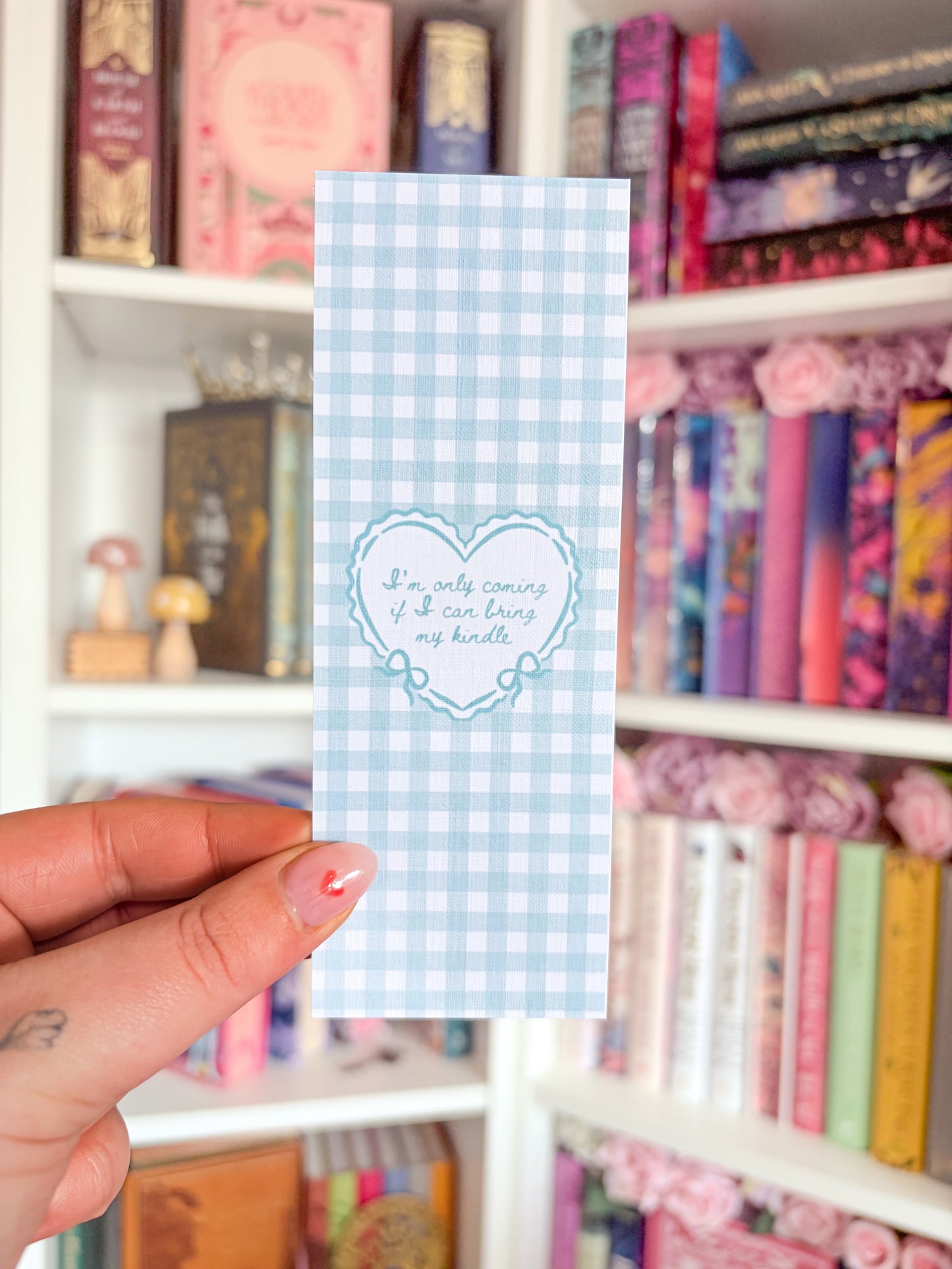 Gingham blue bookmark