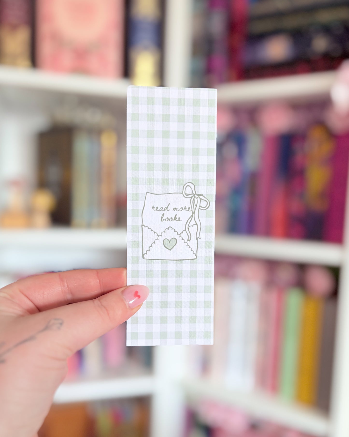 Read more books gingham bookmark