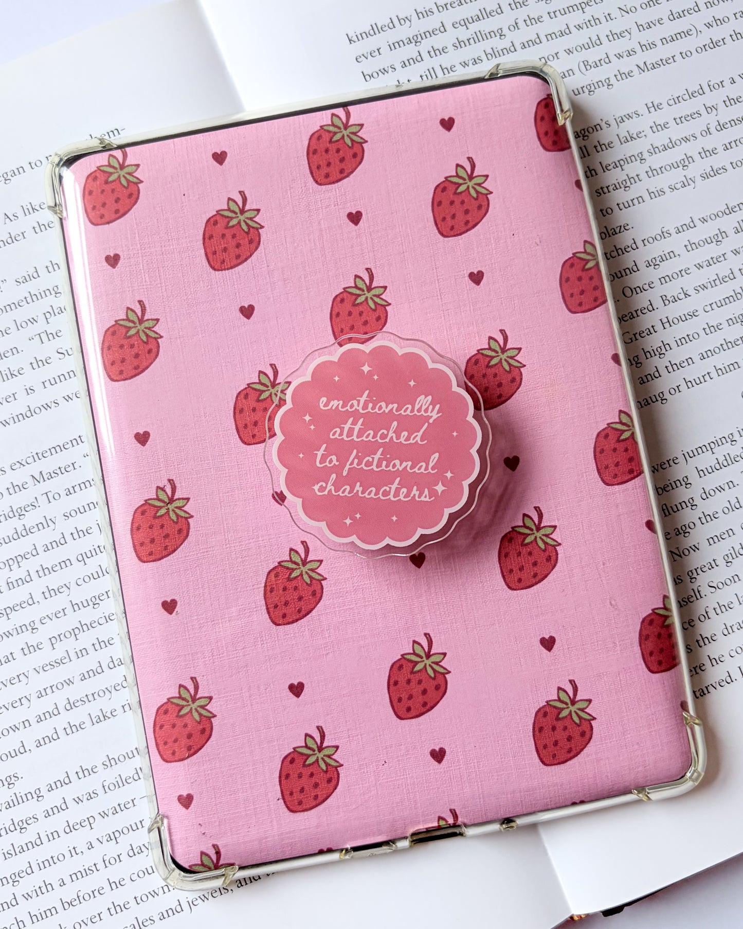 emotionally attached to fictional characters kindle/phone grip