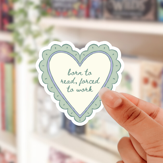 born to read heart shaped sticker