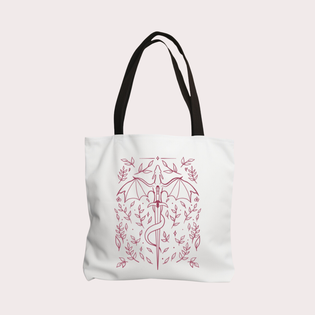 Book dragon cotton tote bag