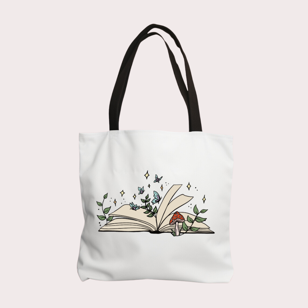 Books and butterflies tote bag