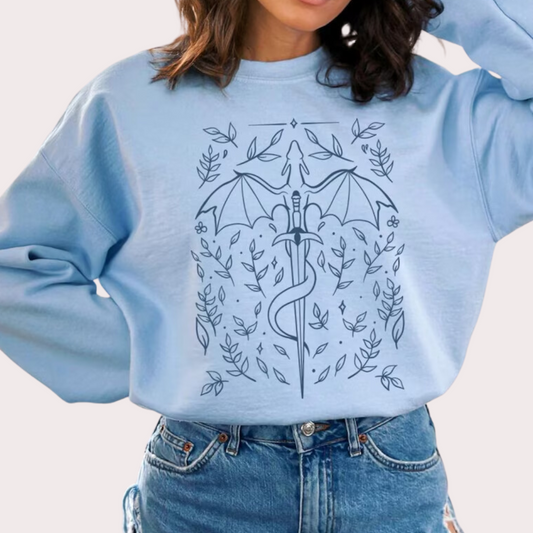 Dragon and sword sweatshirt bookish sweatshirt