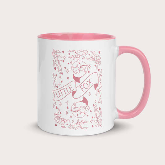 Little fox the fox 11oz pink ceramic coffee mug