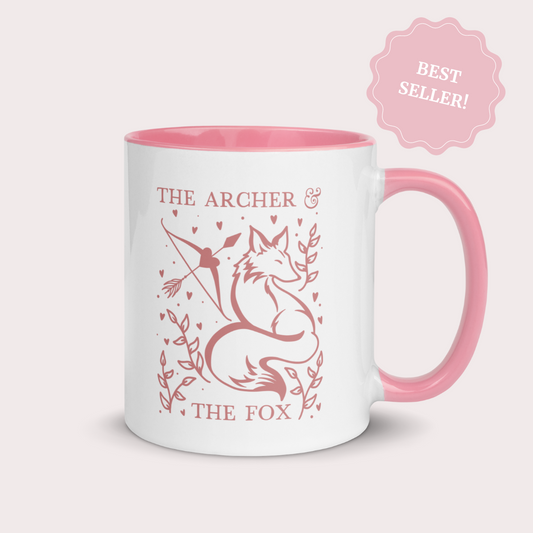 The archer and the fox pink 11oz ceramic coffee handle mug