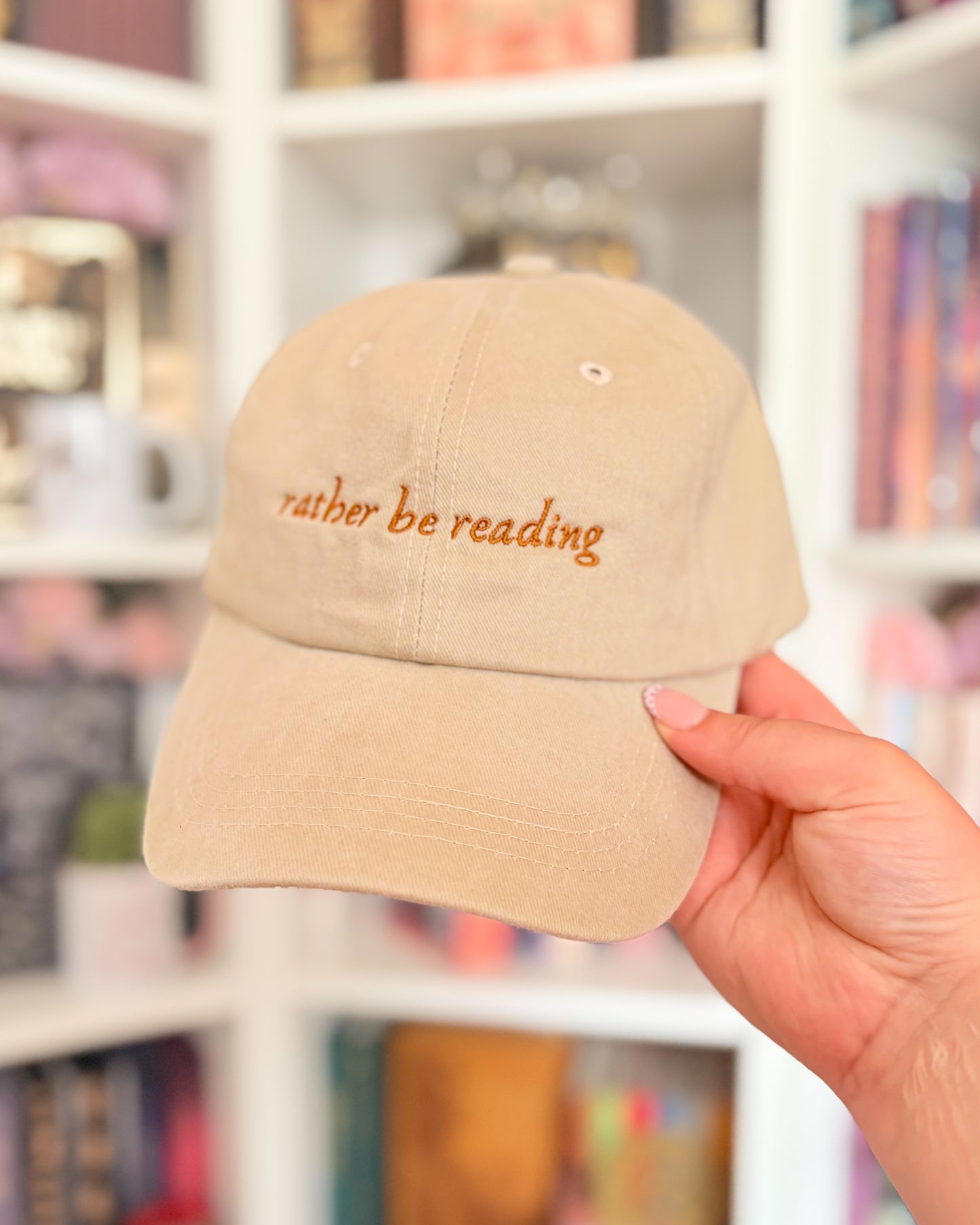 Rather be reading embroidered cap