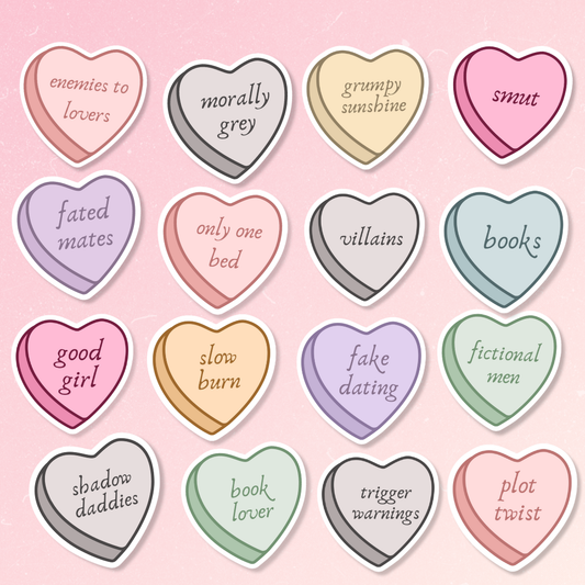 bookish conversation love heart stickers